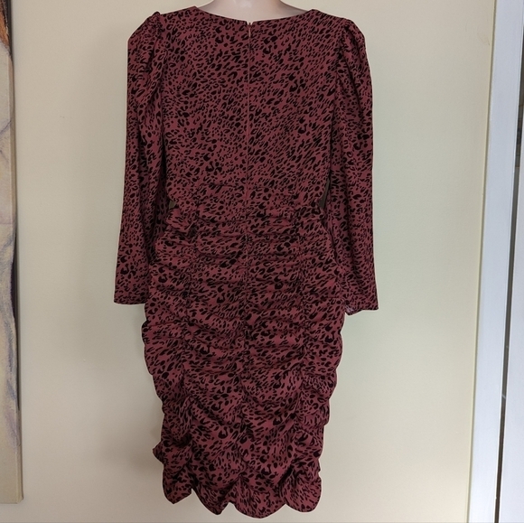 Zara animal print ruffled ruched mini dress medium - Picture 8 of 16